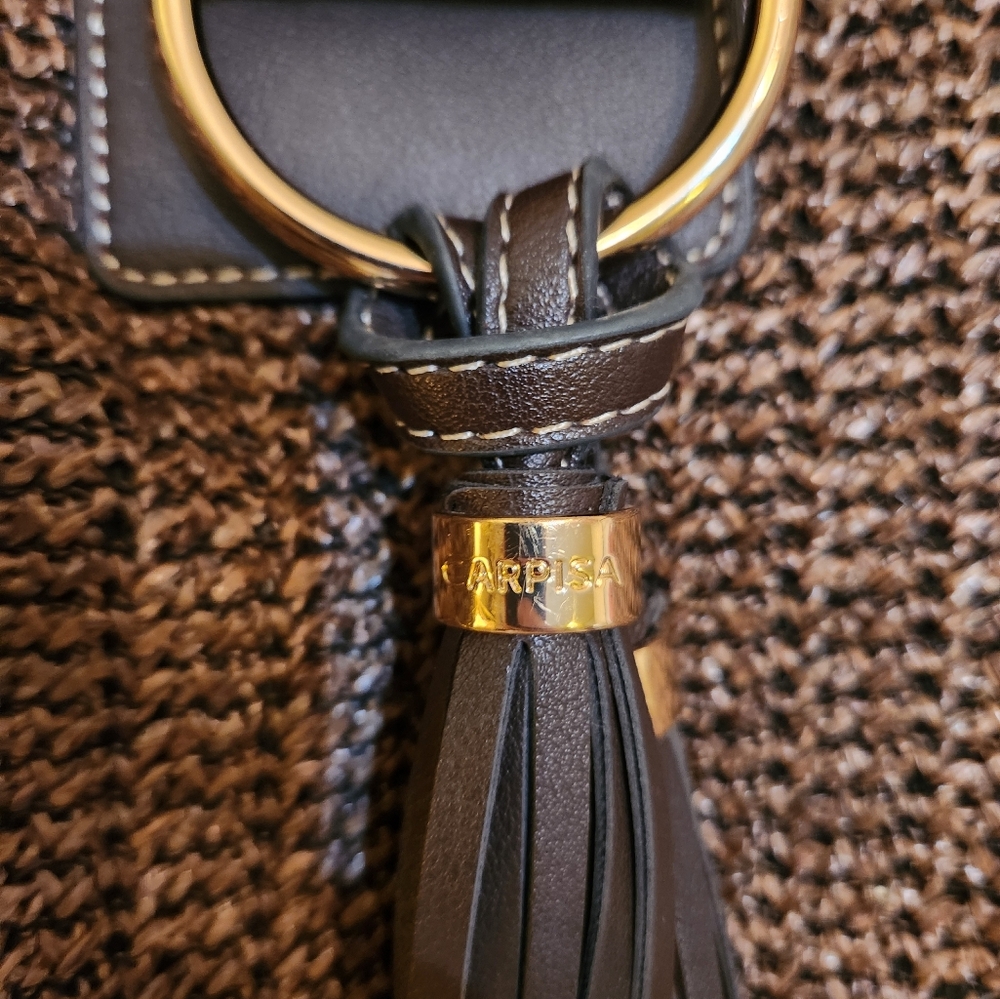 Carpisa NWOT Italian Style Brown Woven Shoulder Purse - Picture 3 of 16